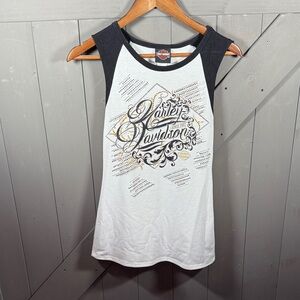 Harley-Davidson Women's Graphic Muscle Tee in Black and White Bling Rhinestones